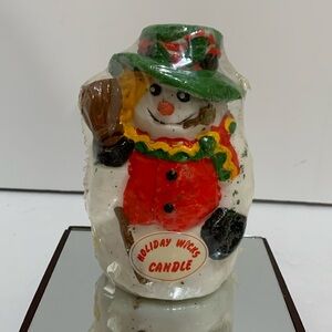Snowman Holiday Wicks candle vintage 5”